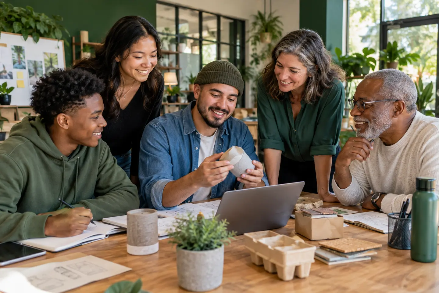 A multigenerational team taking on a business challenge